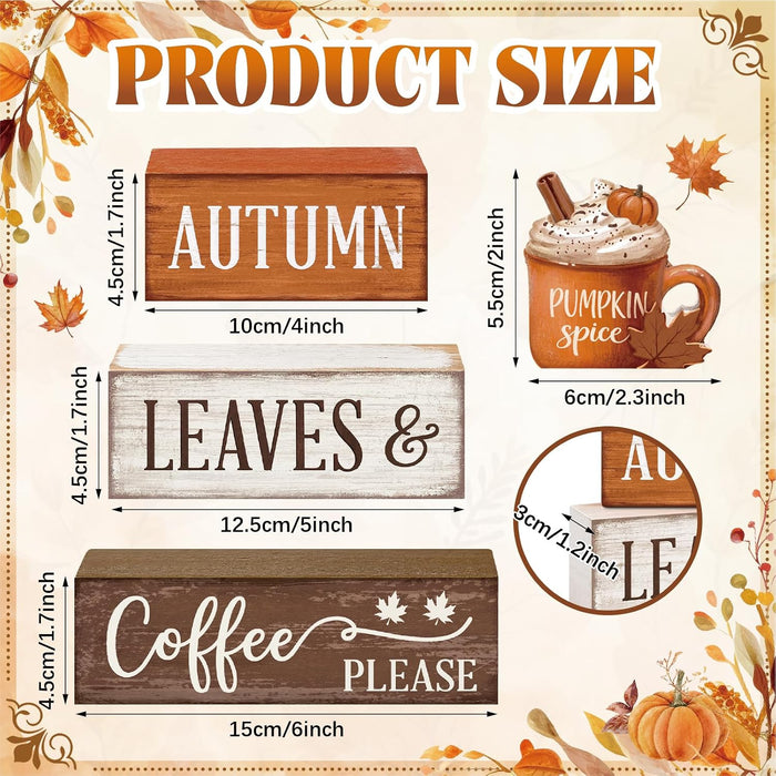 4 Pcs Fall Tiered Tray Decor, Wooden Fall Decorations for Home