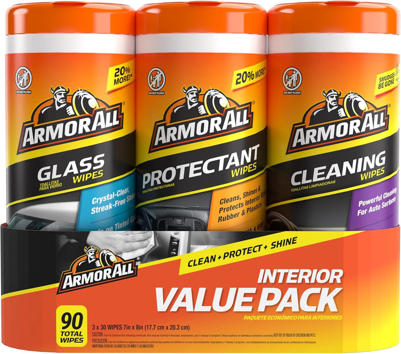 Car Interior Value Pack, 90 Count, Auto Cleaning Wipes