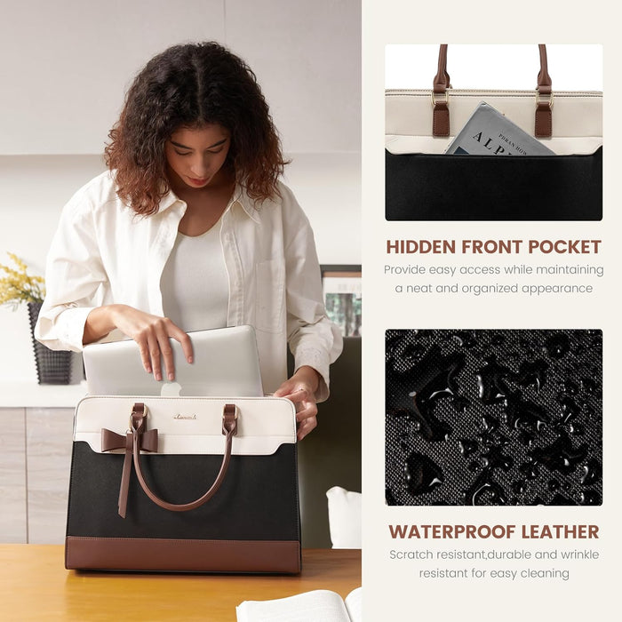 Laptop Tote Bag for Women,Leather Work Bag, Waterproof Business Teacher Bag,Large Computer Handbag Purse Briefcase,Offic