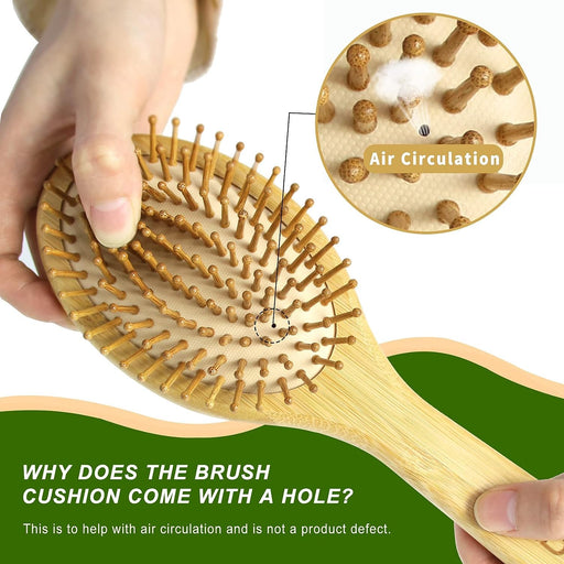 Hair Brush Set, Natural Bamboo Comb Paddle Detangling Hairbrush, Wide-tooth and tail comb No Bristle, suit for Women Men