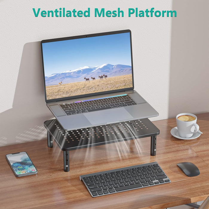 Dual Monitor Stand for Desk, Adjustable Laptop Riser, up to 44 lbs