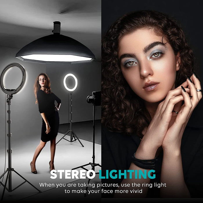 10" Ring Light with Stand 72'' Tall & Phone Holder,38 Color Modes Selfie Light with Tripod Stand,Stepless Dimmable/Speed LED Ring Light for iPhone & Android,YouTube, Makeup,TIK Tok
