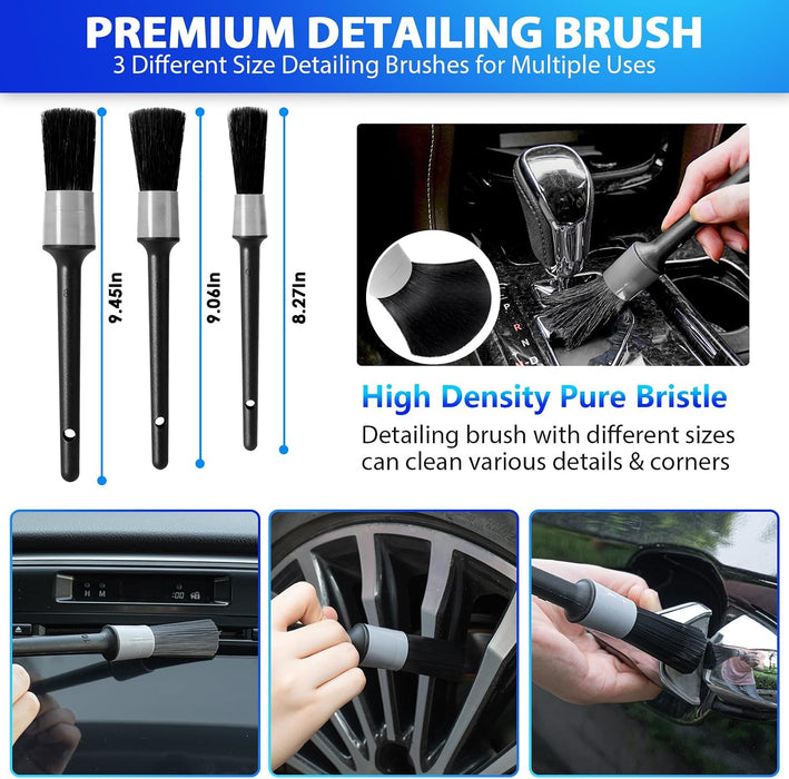 Car Cleaning Kit, Car Vacuum Kit, Gray Car Interior Detailing Kit with 8000PA High Power Vacuum, Including 7Pcs Detailin