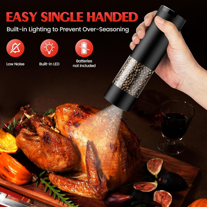 Electric Salt and Pepper Grinder Set Automatic Battery Pepper Mill Shakers Adjustable Coarseness Upgraded Larger Capacit