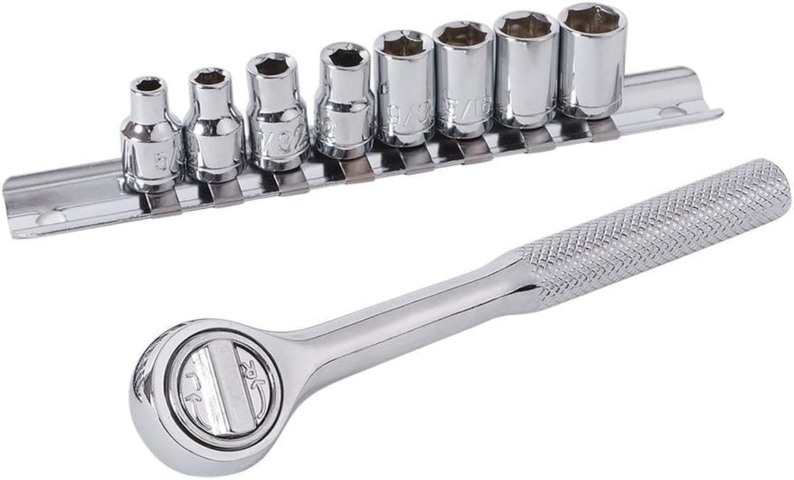 65 Piece Home Repair Tool Kit Set With Carrying Bag, Hand Tools, Socket Set, SAE and Metric, Silver, Black