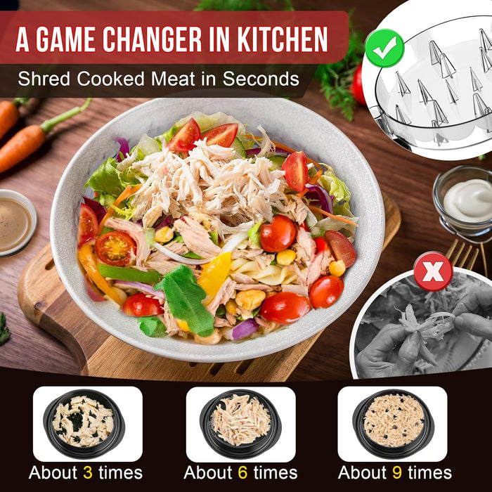 Chicken Shredder 8 Inches, Chicken Shredder Tool Twist for Pork Beef Chicken, Meat Shredder, Clear Lid, Ergonomic Handle