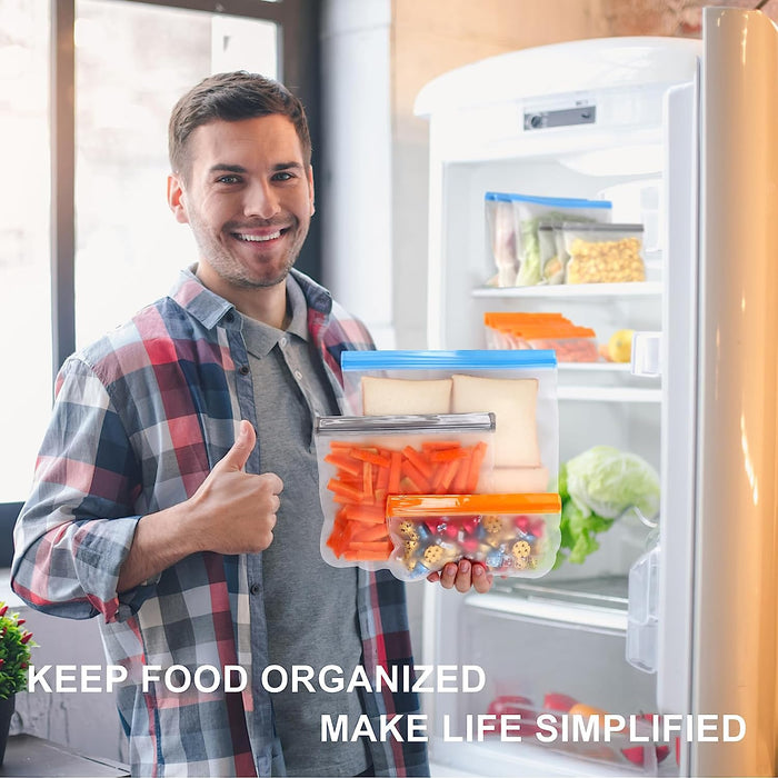 10 Pack Reusable Freezer Bags Dishwasher Safe, Food Storage Bags