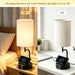 2 Pack Table Lamp, Bedside Lamp with 3 USB Charging Ports & AC Outlet, USB Desk Lamp with 2 Phone Holders, Linen Fabric 