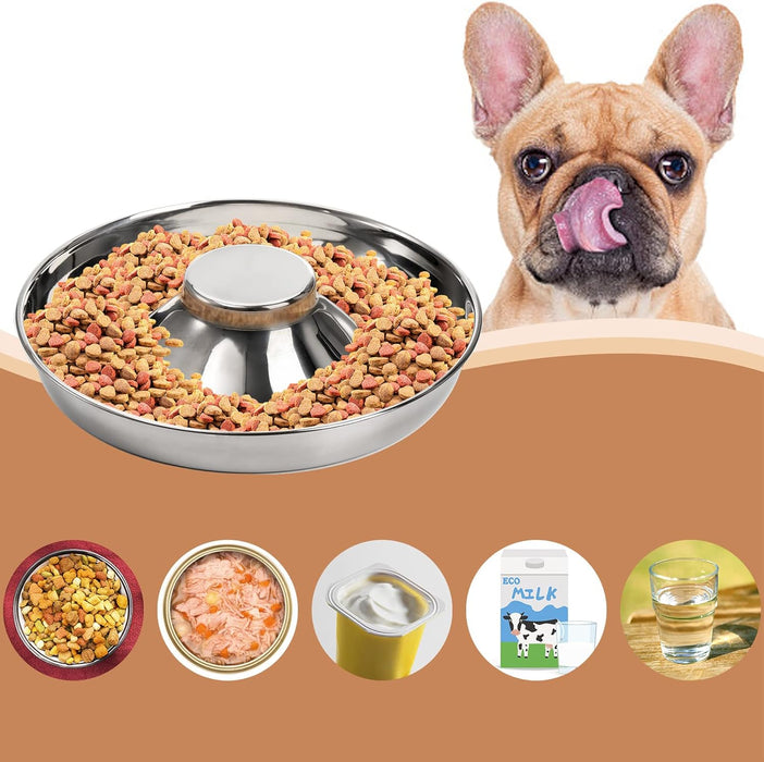 2 Pack Stainless Steel Puppy Bowls, Pet Slow Feeder Bowls, Non-Skid Dog Food and Water Bowl, Feeding Weaning for Small M