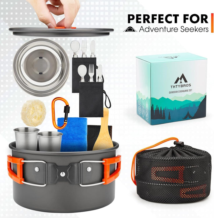 17pcs Camping Cookware Mess Kit,for Camping,Backpacking,Picnic