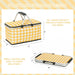 Insulated Picnic Basket, Collapsible Market Basket (Yellow Grid)
