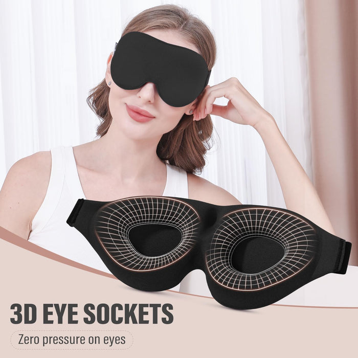 Sleep Mask for Side Sleeper, Light Blocking Zero Pressure Blindfold