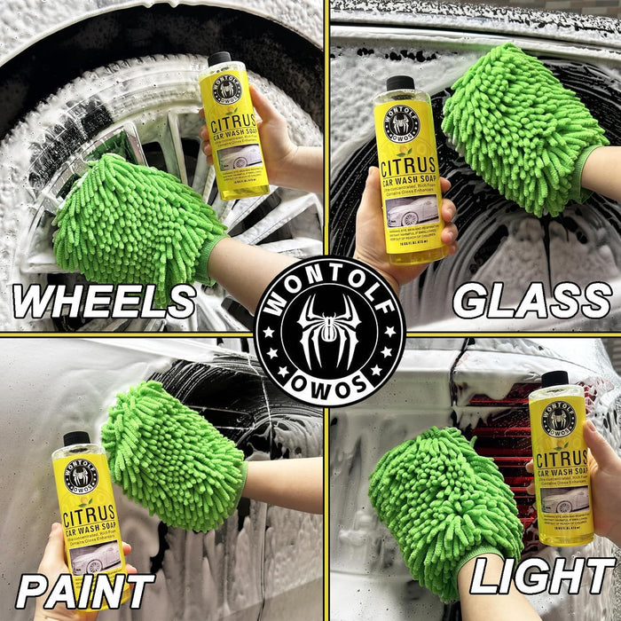 Complete Car Wash Cleaning Kit, Car Interior Detailing Kit with Car Wash Soap, Interior Detailing Cleaner, Wheel Cleaner, Wheel Brush, Dying Towel, for Cars Trucks RVs SUVs