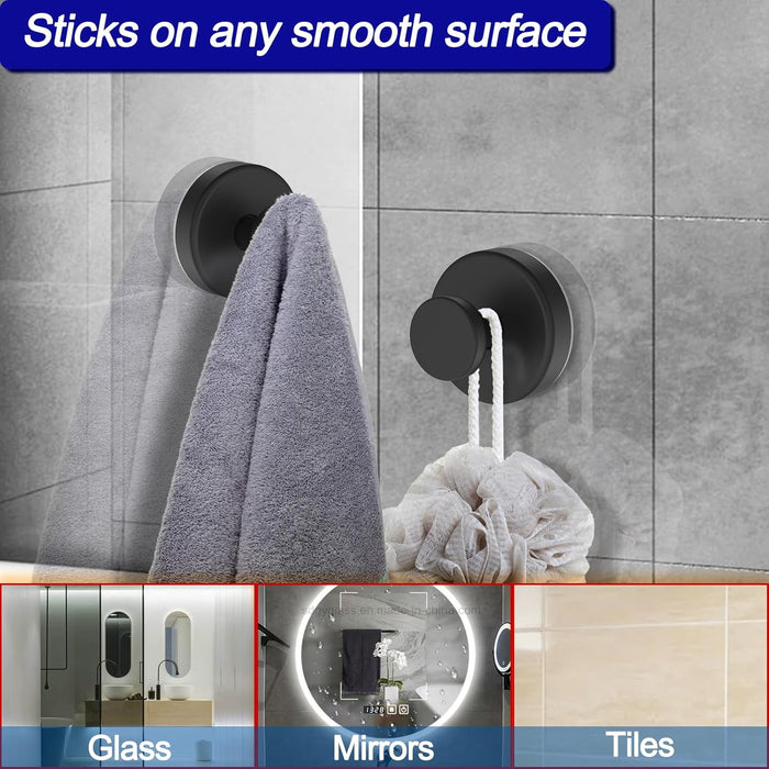 Suction Cup Hooks for Shower, Removable Towel Hooks for Bathroom