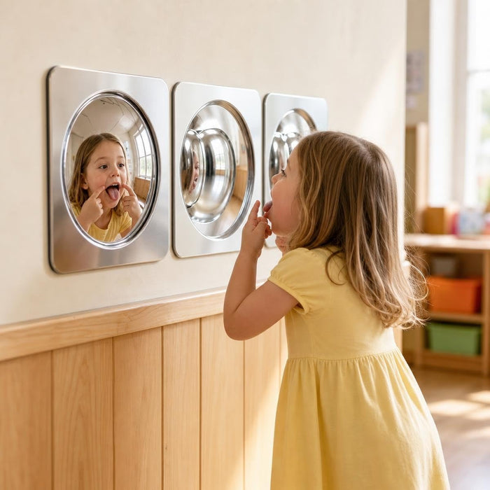 3-piece Sensory wall Bubble Mirrors, Acrylic Interactive Mirrors, Suitable for Kids' classrooms and Sensory Rooms, Visual and Tactile stimulating wall Decor (10 x 10 inches)