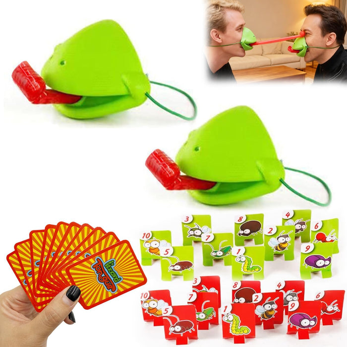 Frog Mask with Blow Tongue,Frog Tongue Game-Multiplayer Party Game with Blow Tongue Mask and Cards, Perfect for Family(2pcs)