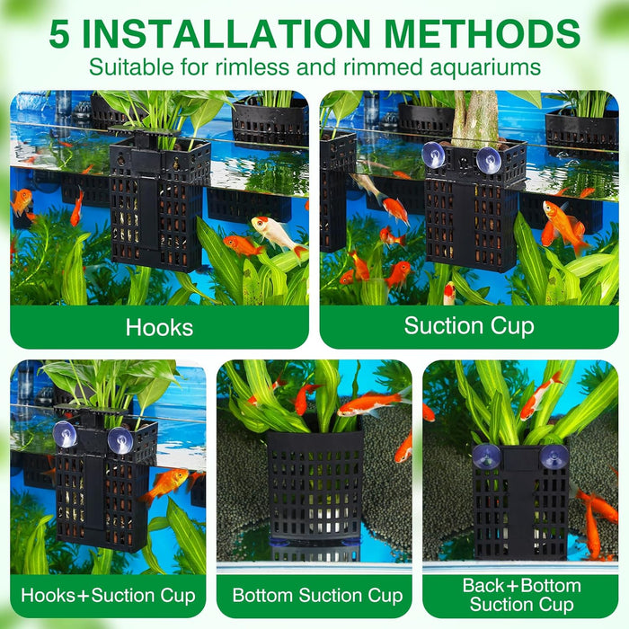 2026 Latest Upgraded Aquarium Plant Holder Adjustable Height with Extendable Hook and Suction Cup for Fish Tank Aquaponic Plant Cultivation and Aquascape Accessories Decorations (2 Pack)