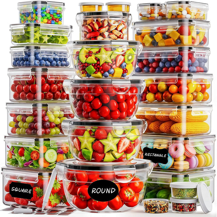 50 PCS Food Storage Containers with Lids BPA-Free (25 Containers & 25 Lids)