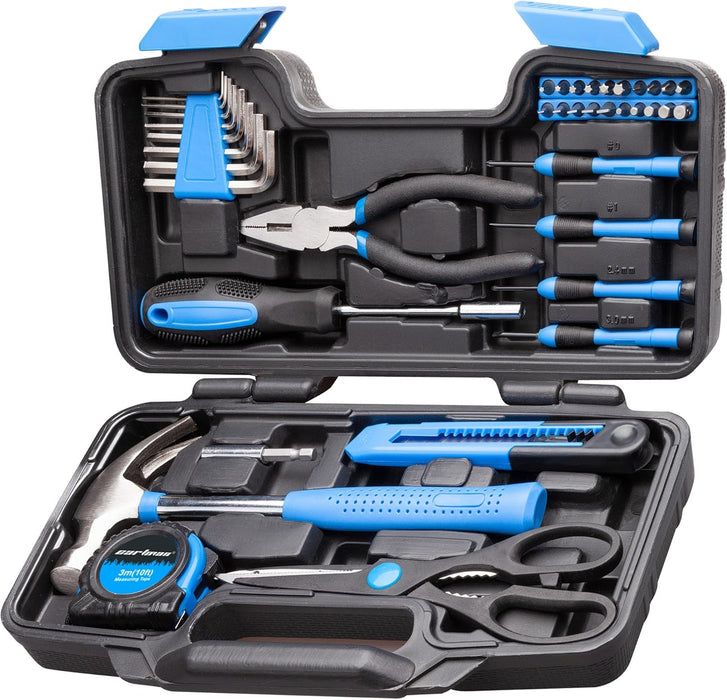 39-Piece Household Tool Set, Blue Hand Kit With Storage Case
