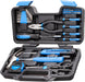 39-Piece Household Tool Set, Blue Hand Kit With Storage Case