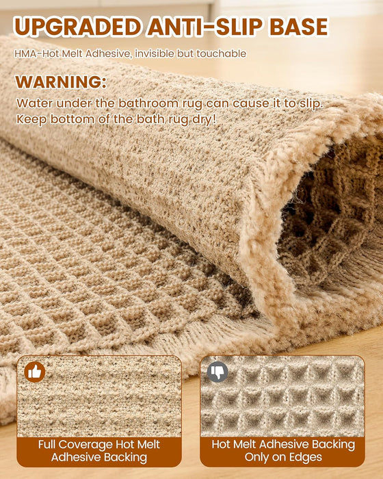 Waffle Bath Mat 30X20, Extra Soft Absorbent Bathroom Rugs, Brown