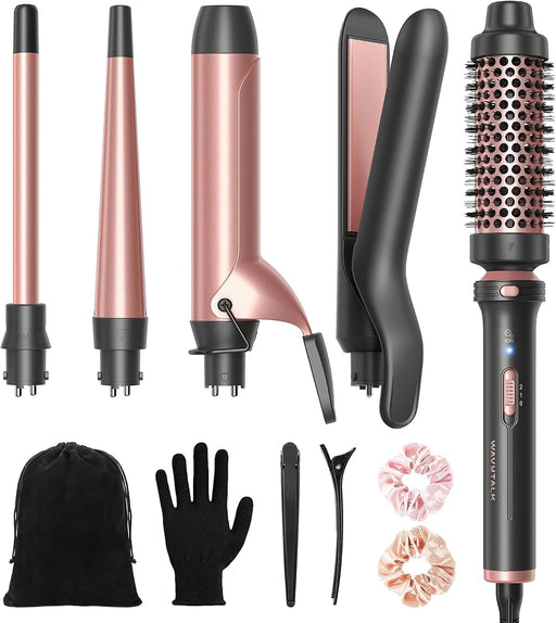 5 in 1 Curling Iron with Thermal Brush,Flat Iron,Versatile Styling