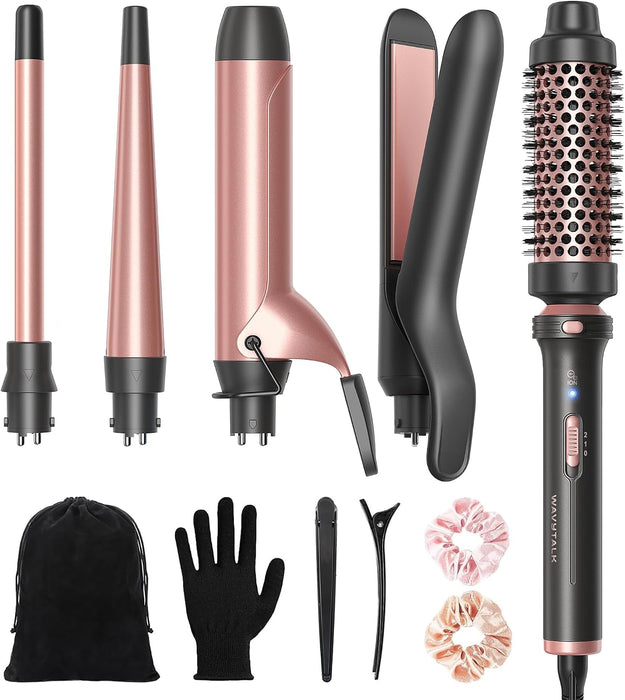 5 in 1 Curling Iron with Thermal Brush,Flat Iron,Versatile Styling