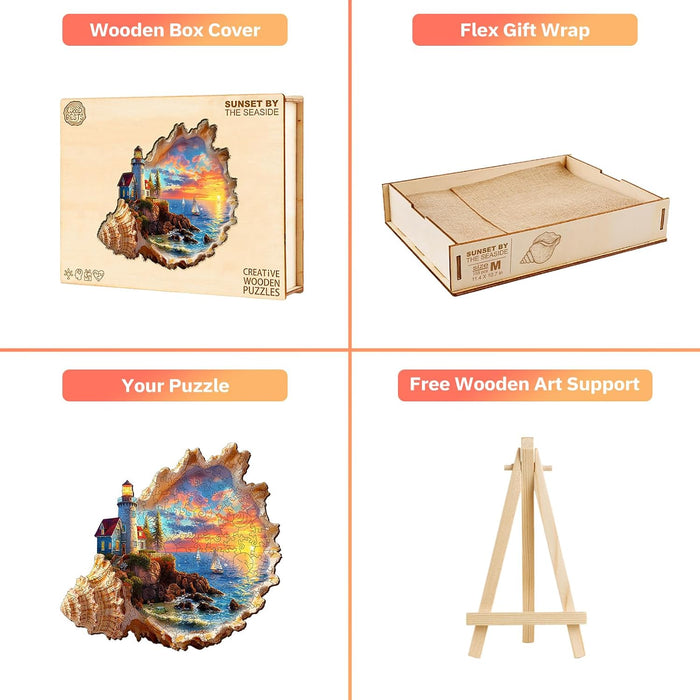 Wooden Puzzles for Adults, Sunset by the Seaside Wood Puzzles Adult