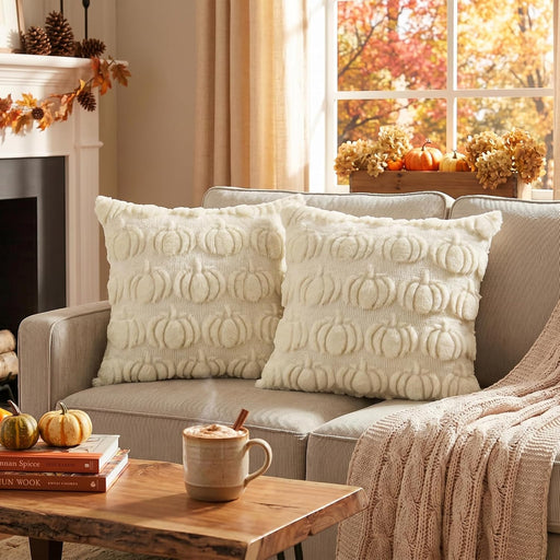 Beige Fall Pumpkin Throw Pillow Covers 18x18 Inch