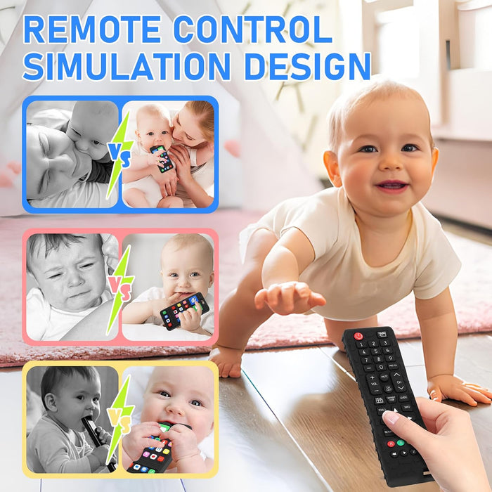 Teething Toy for Baby 3 6 12 18 Months, Realistic Remote Control and Mobile Phone Baby Teether Toy, Baby's Chew Toys, Fo