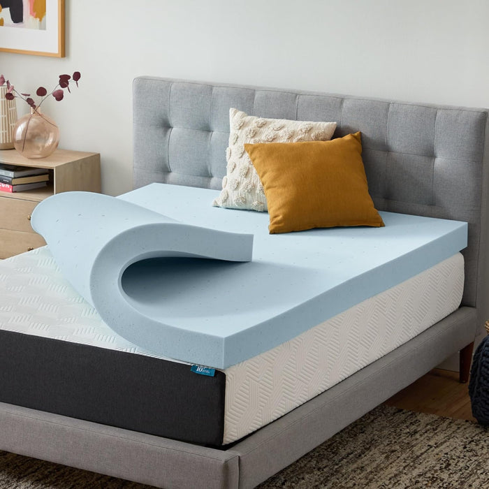 4 Inch Memory Foam Mattress Topper, Twin XL Size – Cooling Gel Bed Topper – Preassure-Relieving Ultra Plush Feel – Ventilated Breathable Design – CertiPur Certified - Dorm Room Essentials