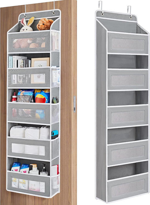 Over the Door Organizer for Bedroom, Pantry, Bathroom, 5 Shelf Grey