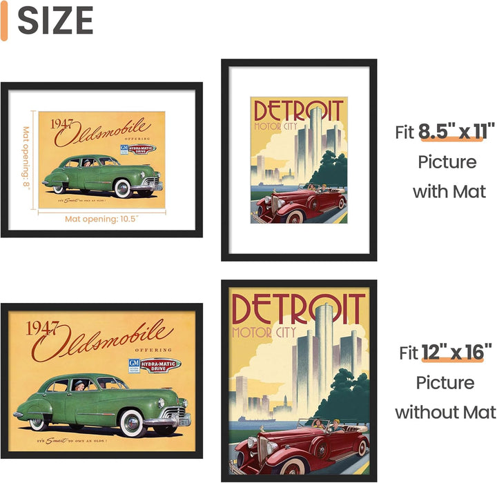 12x16 Picture Frame, Wall Decor Poster Frames, Black 1 Pack