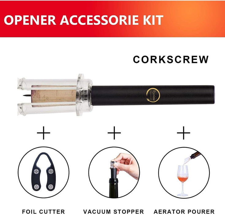 Air Pressure Pump Bottle Opener With Foil Cutter,Aerator Pourer,Vacuum Stopper(4PCS),Simple Cork Remover,Efficient Corks