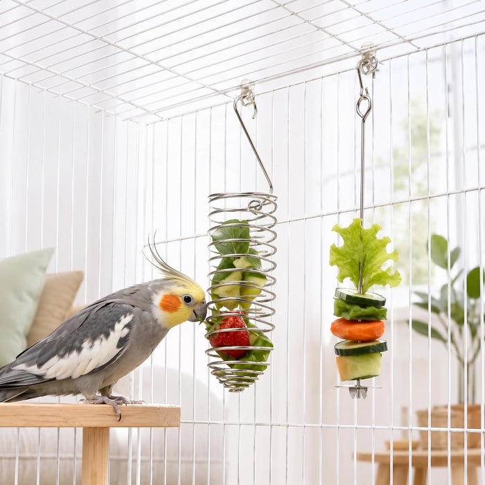 2 Pcs Bird Cage Food Holder, Bird Cage Feeder for Vegetable & Fruit