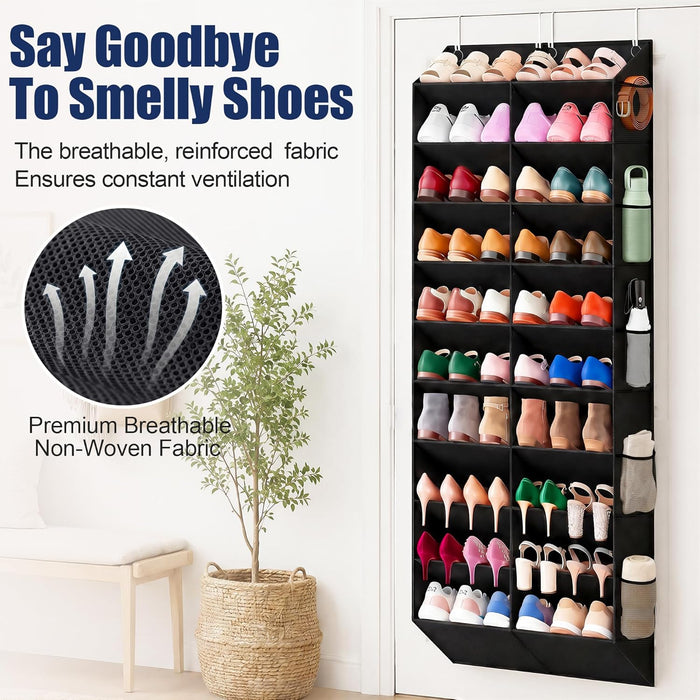20-30 Pairs Over the Door Shoe Organizer with Side Mesh Pockets