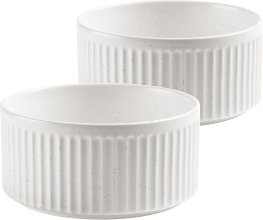 Non-Slip Ceramic Dog Bowls,6" Dog Food and Water Bowl Set with Silicone Base, 32oz/4cups Weighted Flip-Proof Pet Feeding