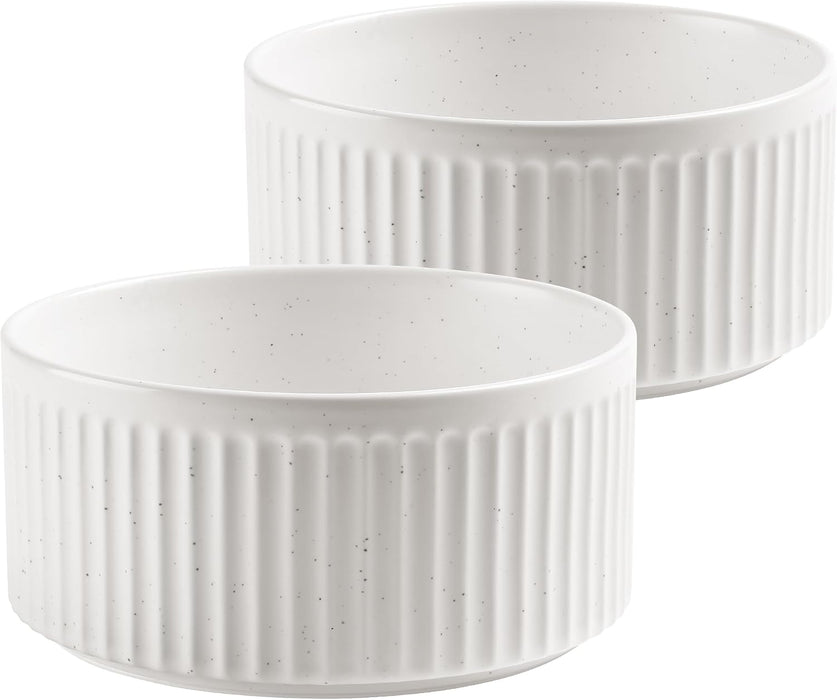Non-Slip Ceramic Dog Bowls,6" Dog Food and Water Bowl Set with Silicone Base, 32oz/4cups Weighted Flip-Proof Pet Feeding