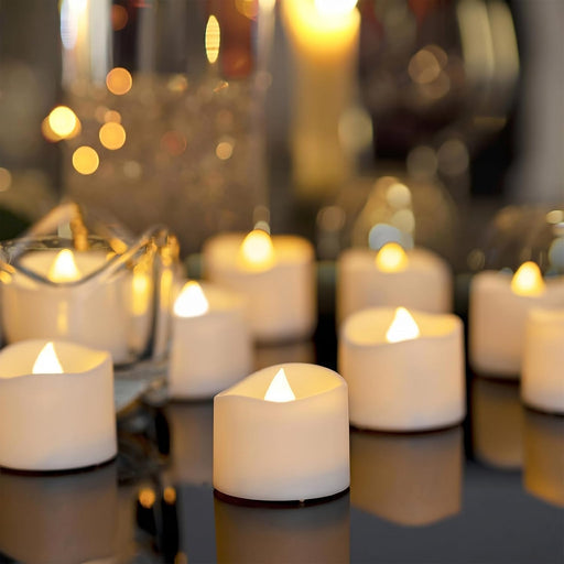 48-Pack Novelty Flickering Flameless Tea Light Candles, 200+ Hours