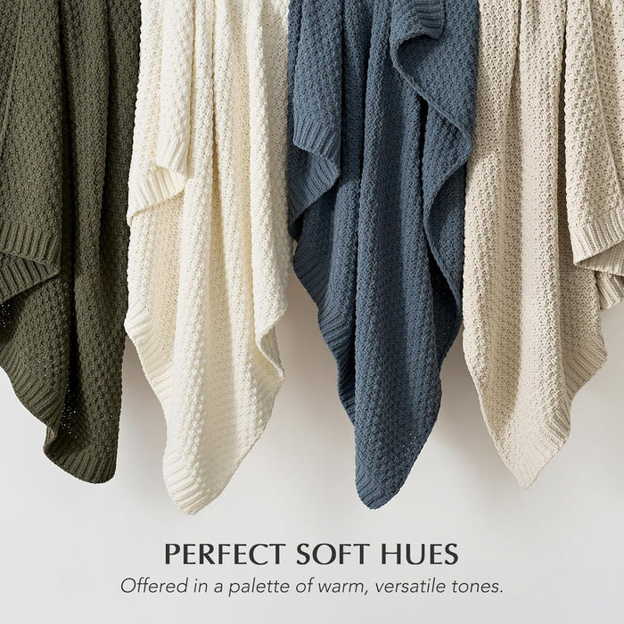 HOME Chunky Chenille Knit Throw Blanket, 50 x 60, Olive Green