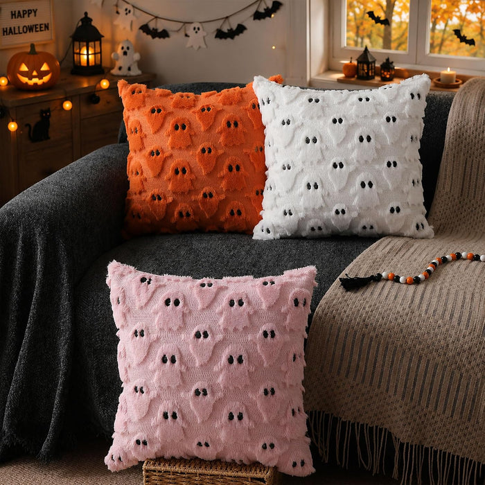 Halloween Pillow Covers 18x18 inch 2Pcs White Ghost Halloween Decor