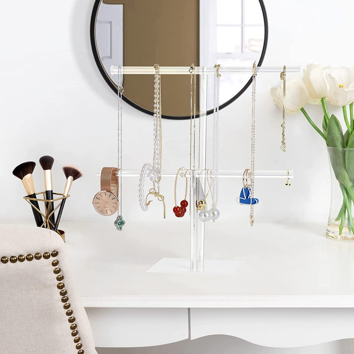 Acrylic Jewelry Stand, 2-Tier Necklace Holder, Jewelry Display Holder