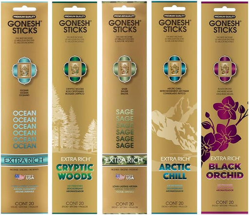 - Extra Rich Scented Incense Sticks Variety Pack - Non-Toxic 10” Slow Burn Aromatic Sticks - Ocean, Cryptic Woods, Sage,