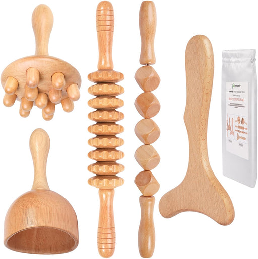 Wood Therapy Massage Tools 5-in-1 Lymphatic Drainage Massager Maderoterapia Kit Wooden Massager Body Sculpting Tools for