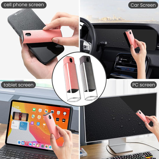 Touchscreen Screen Cleaner Kit 2 Pcs, Phone, Tablet and Car Screen Cleaner, Two in One Spray and Microfiber Cloth(Grey&P
