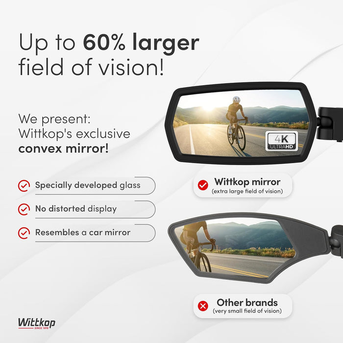 Bike mirror | Large HD field of vision | 360° rotatable & foldable | Mounting above & below | Break-proof & durable | eb