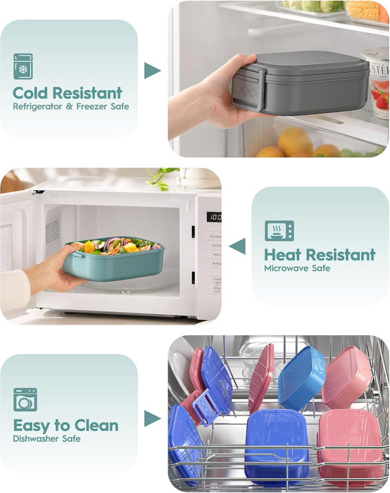 Bento Box Adult Lunch Box, 65 Oz Capacity Lunch Containers(Adjustable 2/3 Tier), BPA-Free, Leak-Proof and Stackable Bent