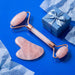 IcyMe Rose Quartz Roller & Gua Sha Facial Tool Set for Depuffing