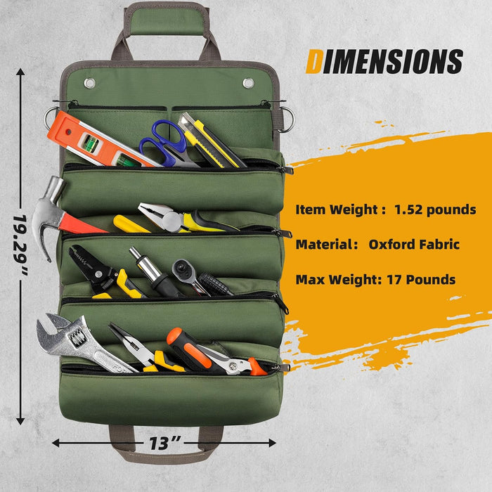 Tool Bag Roll Up,  Heavy Duty Portable Soft Tool Storage Gifts for Men