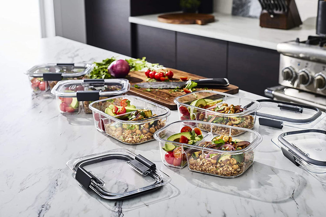 Brilliance Meal Prep Containers, 2-Compartment Food Storage Containers, 2.85 Cup, 5-Pack, BPA-Free, Clear/Grey
